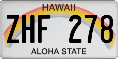 HI license plate ZHF278
