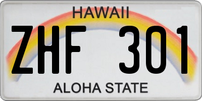 HI license plate ZHF301