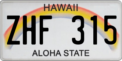 HI license plate ZHF315