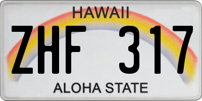 HI license plate ZHF317