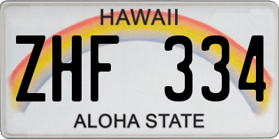 HI license plate ZHF334