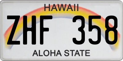 HI license plate ZHF358