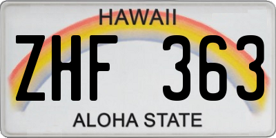 HI license plate ZHF363