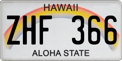 HI license plate ZHF366