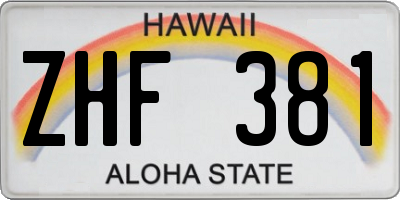 HI license plate ZHF381