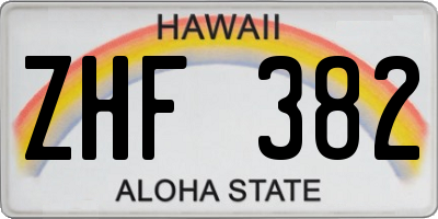 HI license plate ZHF382