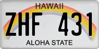 HI license plate ZHF431