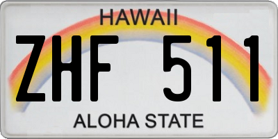 HI license plate ZHF511