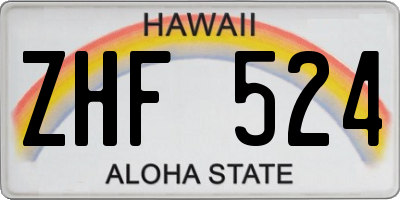 HI license plate ZHF524