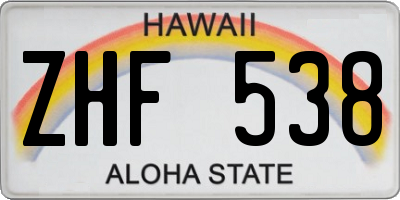 HI license plate ZHF538