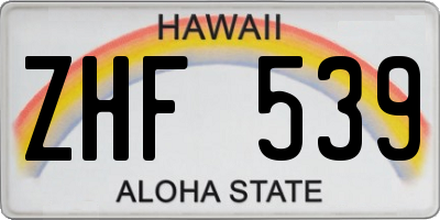 HI license plate ZHF539