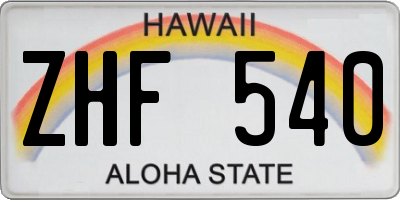 HI license plate ZHF540