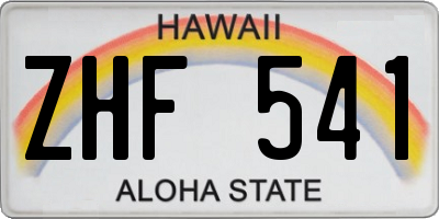 HI license plate ZHF541