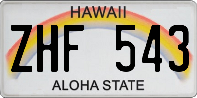 HI license plate ZHF543