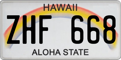 HI license plate ZHF668