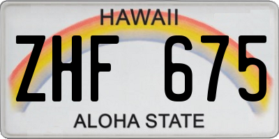 HI license plate ZHF675