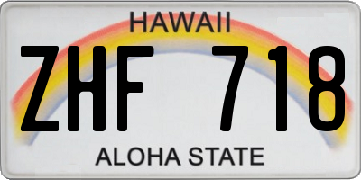 HI license plate ZHF718