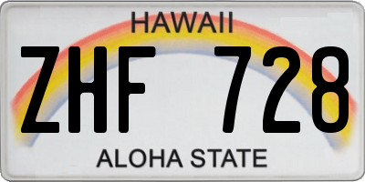 HI license plate ZHF728