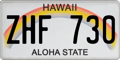 HI license plate ZHF730