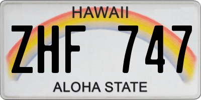 HI license plate ZHF747