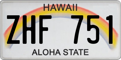 HI license plate ZHF751