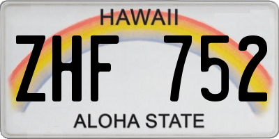 HI license plate ZHF752