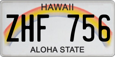 HI license plate ZHF756