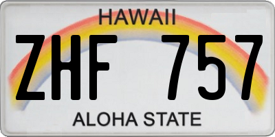 HI license plate ZHF757