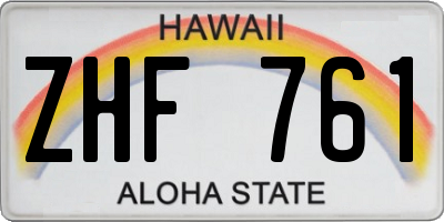 HI license plate ZHF761