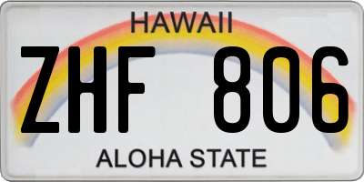 HI license plate ZHF806