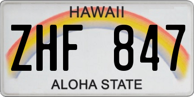 HI license plate ZHF847