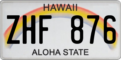 HI license plate ZHF876