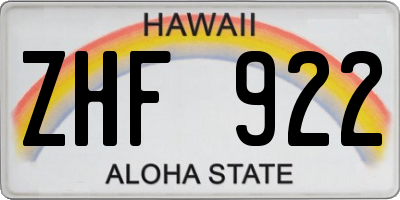 HI license plate ZHF922