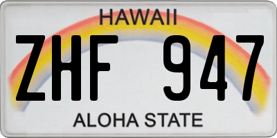 HI license plate ZHF947