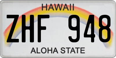 HI license plate ZHF948
