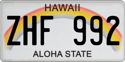 HI license plate ZHF992