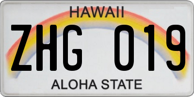 HI license plate ZHG019