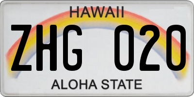 HI license plate ZHG020