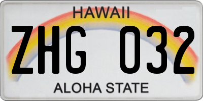 HI license plate ZHG032