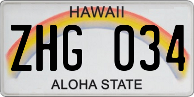 HI license plate ZHG034