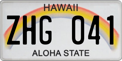 HI license plate ZHG041