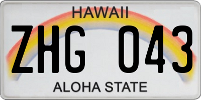 HI license plate ZHG043