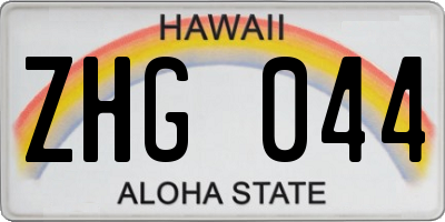 HI license plate ZHG044