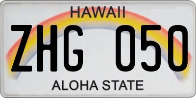 HI license plate ZHG050