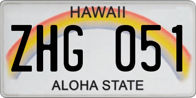 HI license plate ZHG051