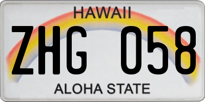 HI license plate ZHG058