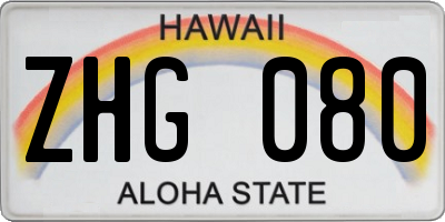 HI license plate ZHG080