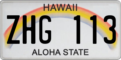 HI license plate ZHG113