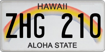 HI license plate ZHG210