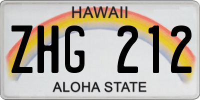 HI license plate ZHG212